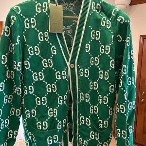 Men's Gucci GG intarsia cotton cardigan size XXL made in Italy NWT